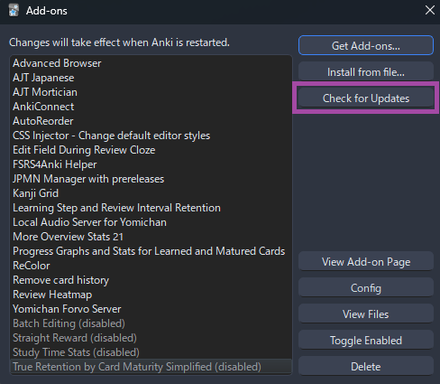 Anki Addons Update