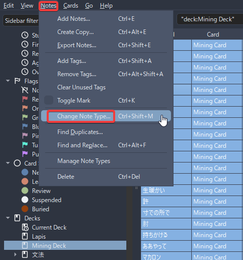 anki card change notetype